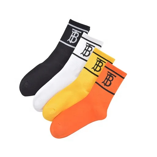 

High quality oem custom cotton print embroidered design socks embroidery logo sports socks, Multi color