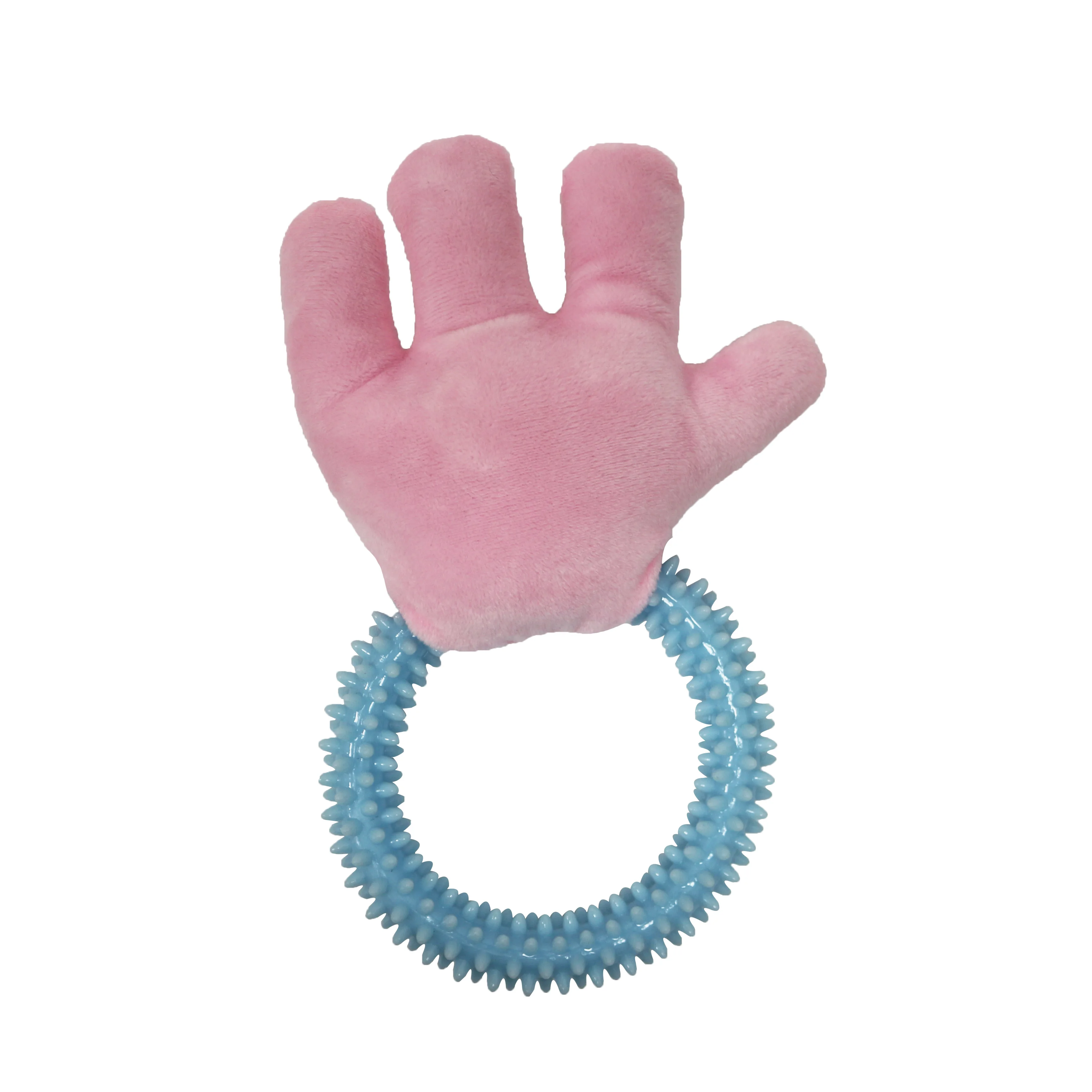 

Hot sale TPR spike ring with plush squeaky dog toy
