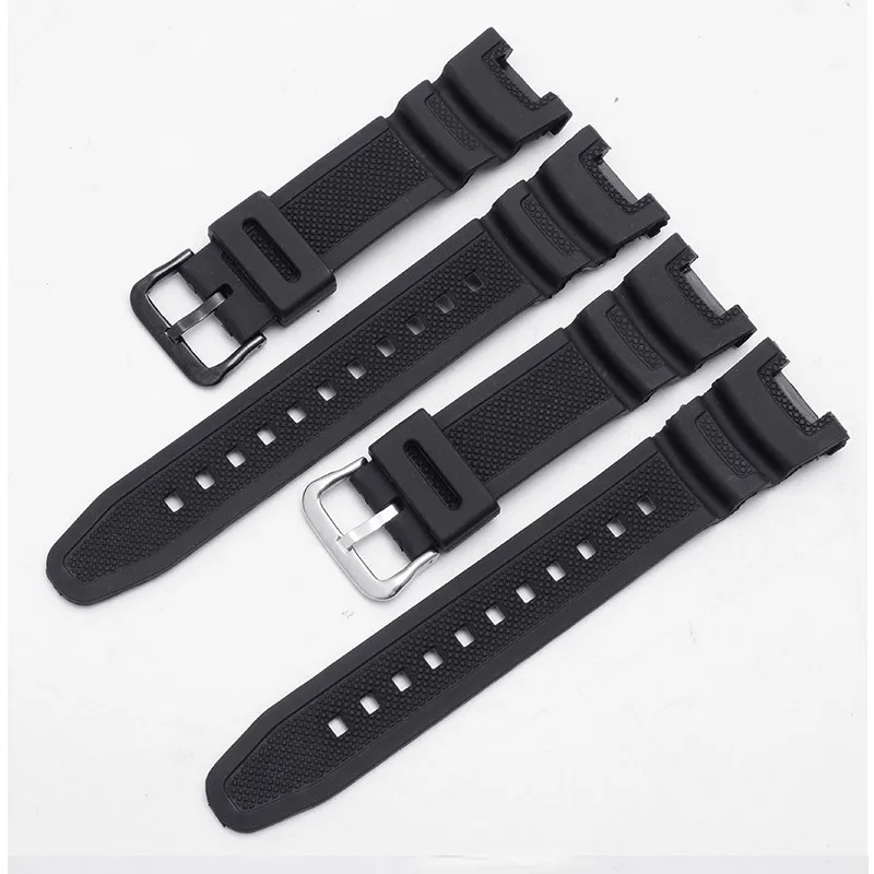 Suitable for Casio SGW-100 watch with silicone strap PU with black silver buckle
