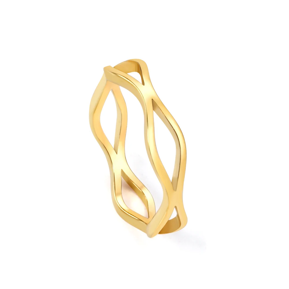 

ASONSTEEL Unisex Christmas Gift Hollow Diamond Shape Ring Jewelry Stainless Steel 18K Gold Plated Custom Simple RingsJewellery, Gold/silver/mix available