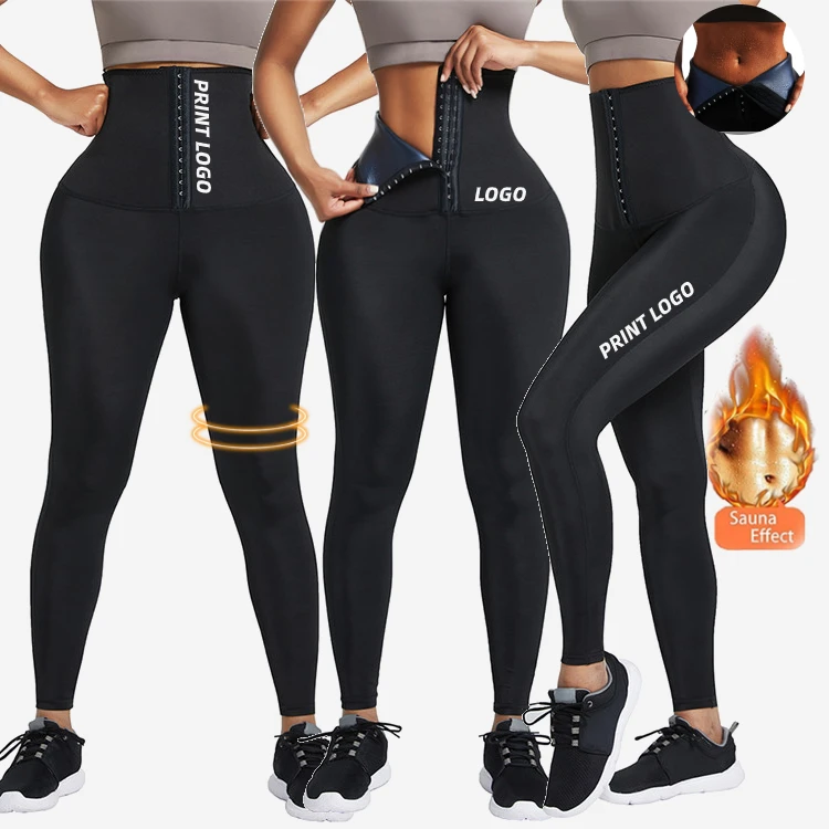 

Custom Logo Fat Burning Neoprene Waist Trainer Corset Yoga Pants Compression Leggings, As show