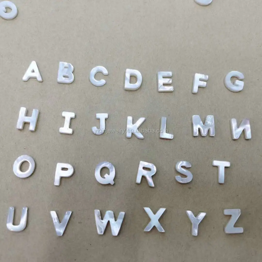 

10mm White shell mother of pearl letter beads letra nacar for DIY jewelry