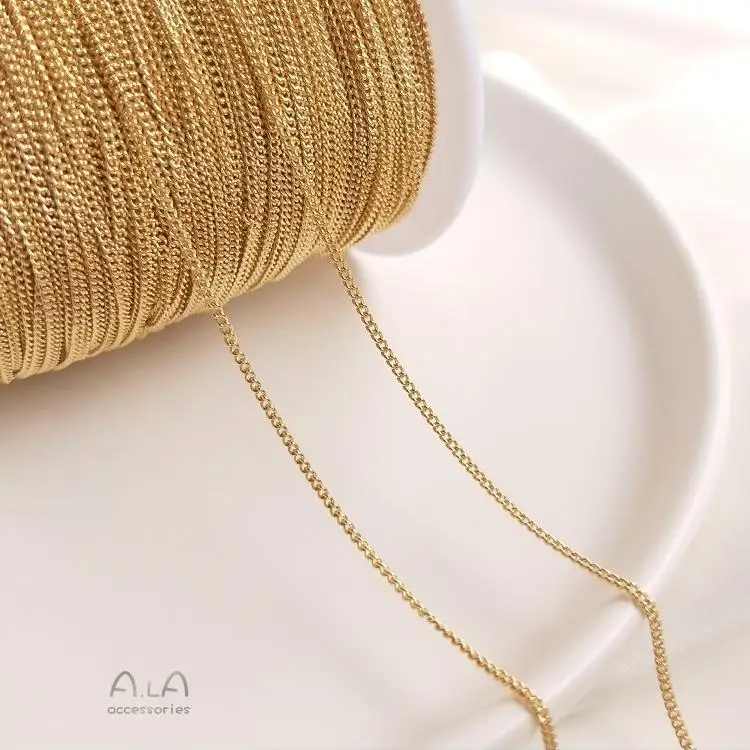

14k Gold Plated Decorative Chain Roll Cross Chain Diy Handmade Accessories For Jewelry