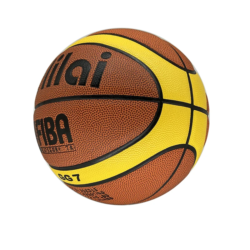 

2021 YIWU China Manufacturer High QualityProfessional Custom Basketball GL6X PU Leather Basketball OEM, Black orange