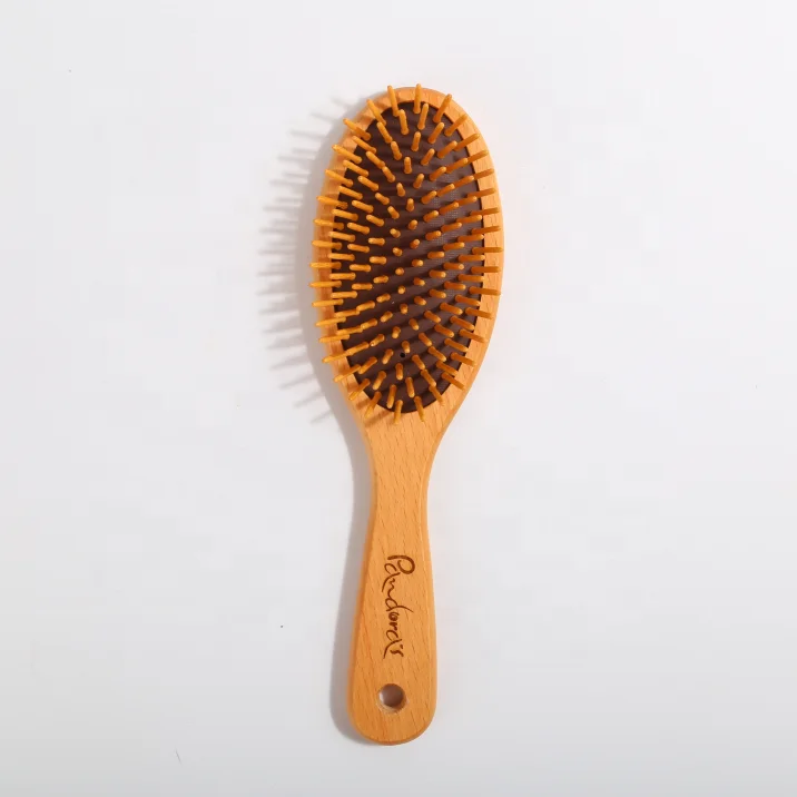 

Amazon Best Sales Customized Detangle Wavy Wood Cushion Paddle Hair Brush