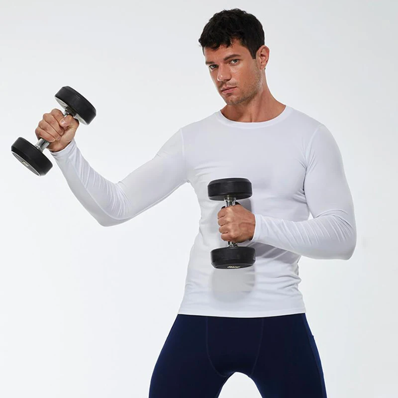 

New Men Compression Shirt Long Sleeve T Shirt Running Fitness Sport Fashionable Gym Tops Men, Picture