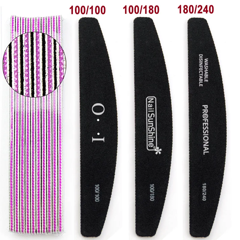 

Personalized Wholesale Durable EVA Grinding Tool Abrasive Manicure File Half-moon Black Nail Files