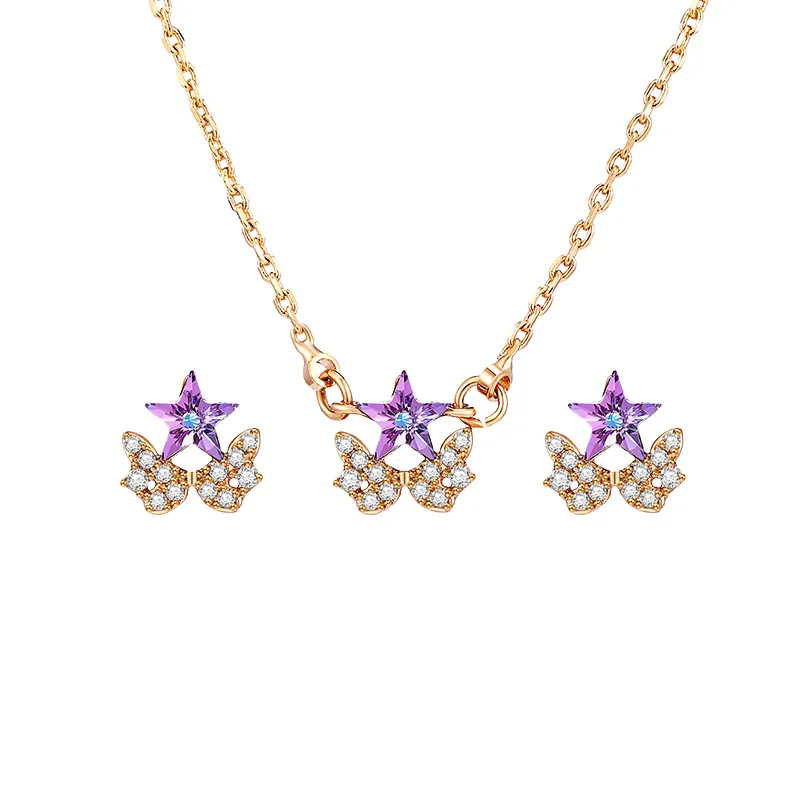 

Jewelry Set Star Design Women Jewelry Crystal Set, Silver