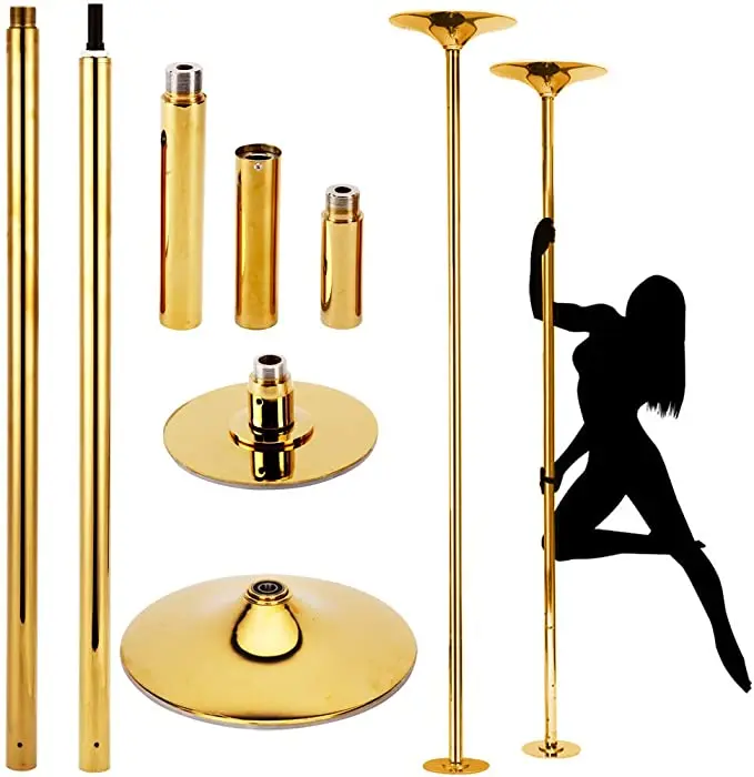 

Removable Gold Galvanized Steel Stripper Dance Pole For Fitness And Strippers Adjustable Height Portable Dance Pole Spinning, Gold/silver