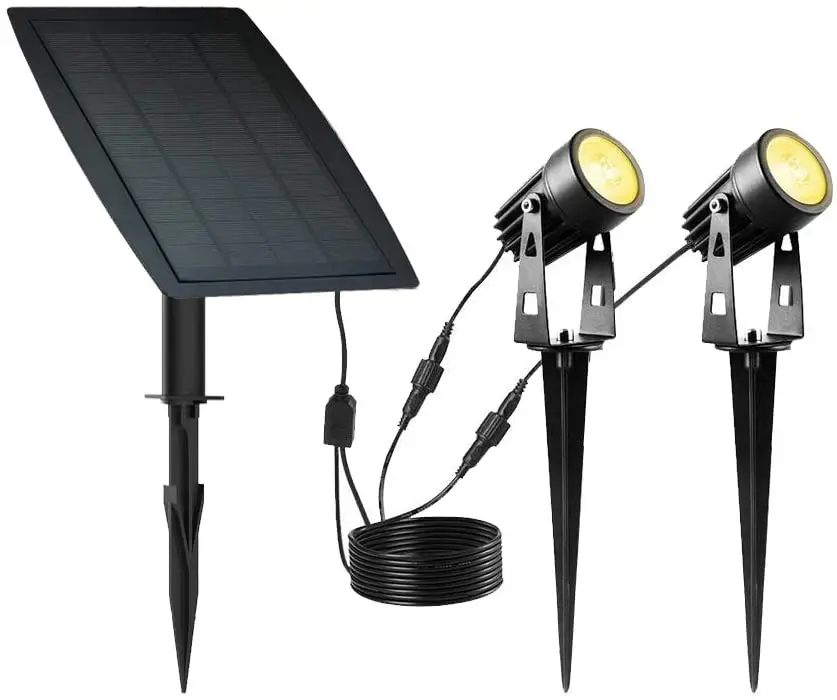Solar Spotlights Landscape Lights Low Voltage Outdoor Solar Spotlight IP67 Waterproof 9.8ft Cable Warm White