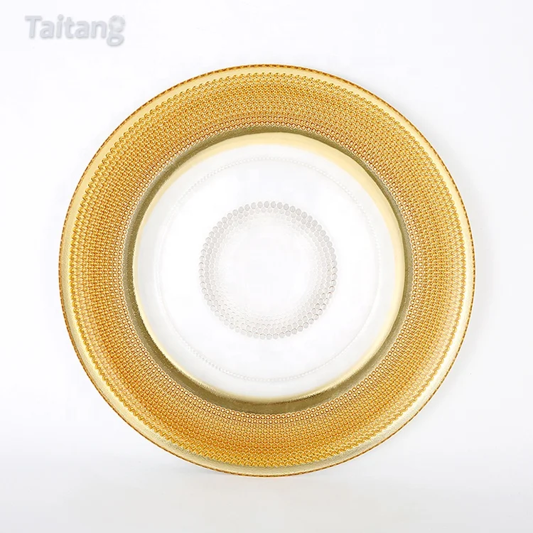 

Wholesale Clear Glass Gold Underplates Wedding Decoration