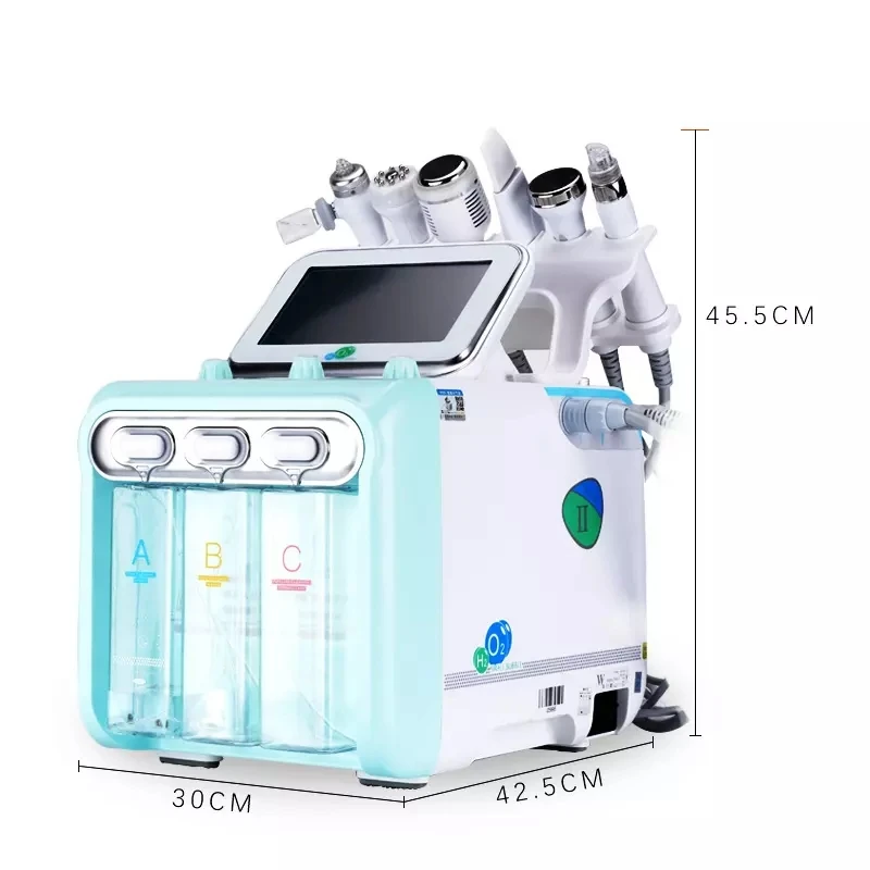 

Pro 6 in 1 Hydra Dermabrasion Aqua Peel Clean Skin Care BIO Light RF Vacuum Face Cleaning Hydro Water Oxygen Jet Peel Machine, White