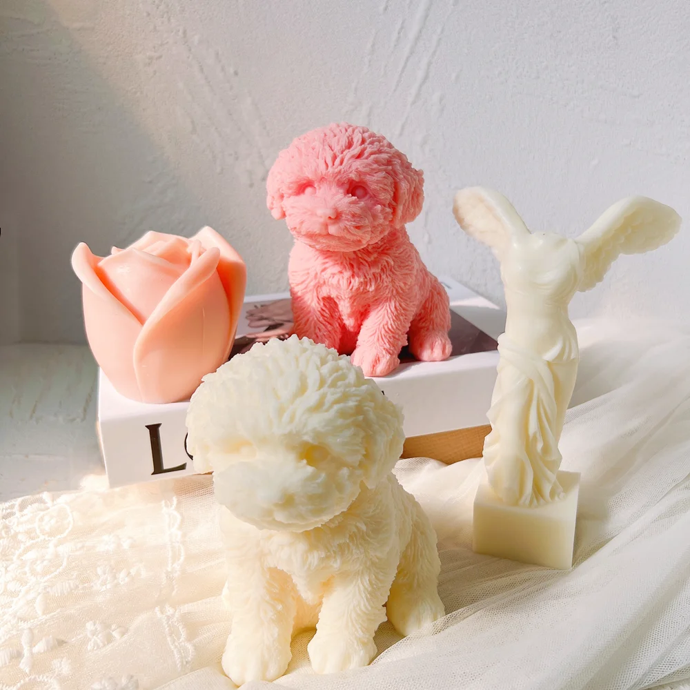 

Cute Dog Candle Mold Animal Teddy Puppies Soy Wax Silicone Mould Puppy Dog Lover Home Decor, Stocked / cusomized