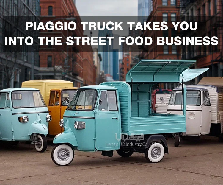 Mini Electric Piaggio Truck Street Selling Pizza Snacks Ice Cream Kiosk Mobile Food Carts