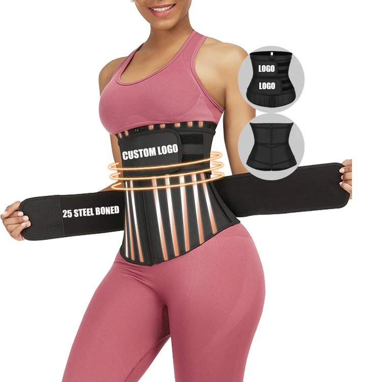 

Better Waist Trimmer Weight Loss Double Belt Tummy Control 25 Steel Boned Custom Corset Waist Trainers, As picture show