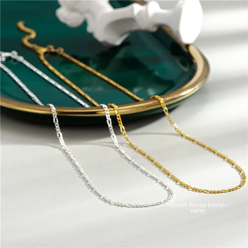 

Minimalist Gold Silver Figaro Chain Necklace No Tarnish DIY Link Chain Sterling Silver Necklace Jewelry Making