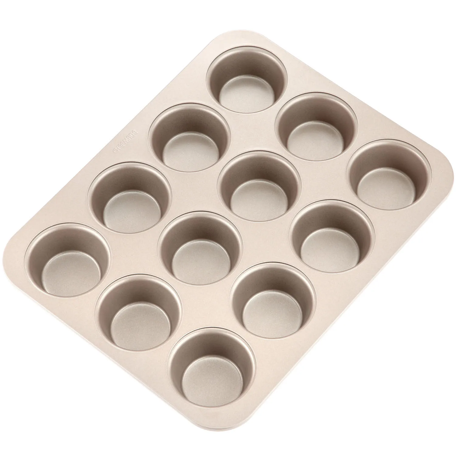 

High Quality 12 Cups Non-stick Household Baking Pans for Muffins, Champagne gold