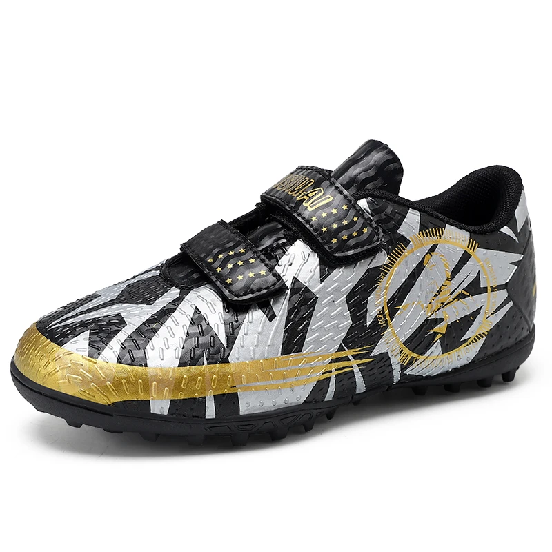 

Free Shipping Some Countries PVC Upper Rubber Sole Long Nail Hook&Loop Kids Soccer Boots For Kids Football Boot Soccer Shoes