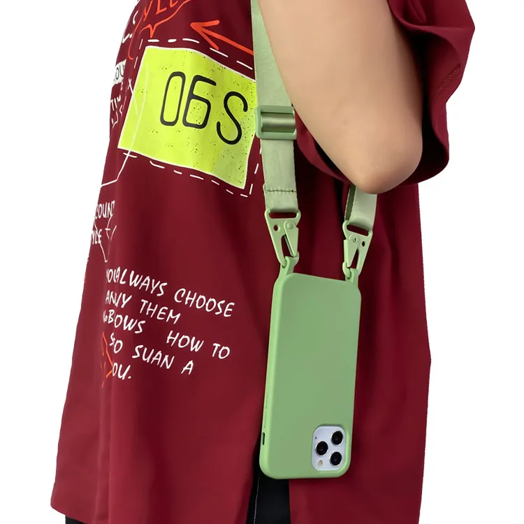 

For Samsung For iPhone 12 Silicone Cross Body Shell Necklace Phone Case Set