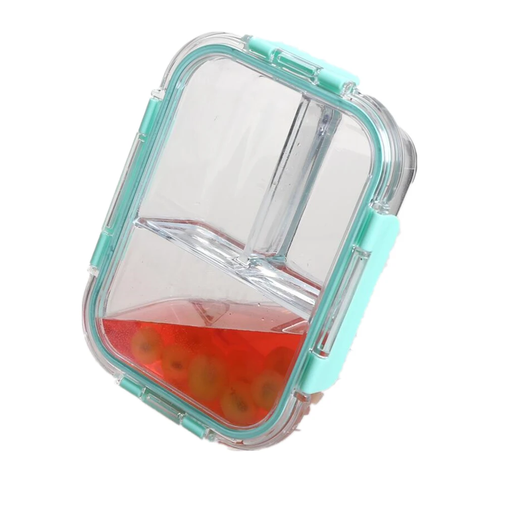 

Airtight Borosilicate Glass Meal Food Lunch Box Meal Prep Container Set With 3 Compartment, Transparent glass, silicone gasket color can be customized