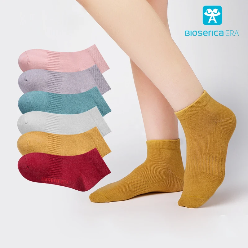 

Bioserica Era OEM/ODM No Additives Anti-microbial Deodorant Ladies' Sporty Short cotton socks Wholesales, Multi color