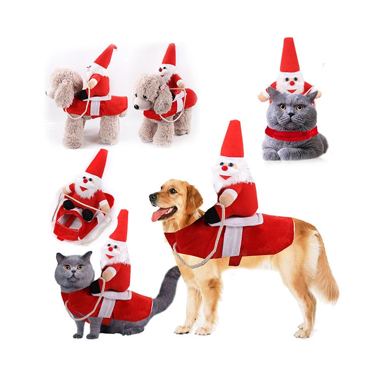 

2020 Hot Selling Merry Christmas Pet Suit Santa Rider Style Dog Clothes Christmas Funny Cosplay Dog Costume