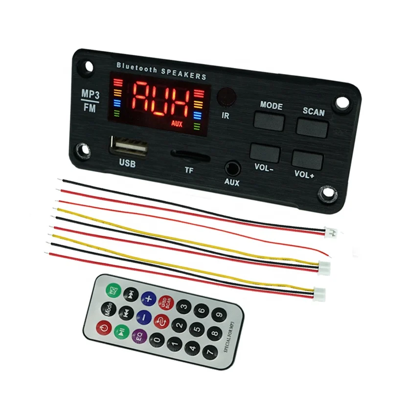 

Car Player FM Radio Record USB Kit BT Blue tooth MP3 Player Module MP3 Audio PCB Board 12V, Black