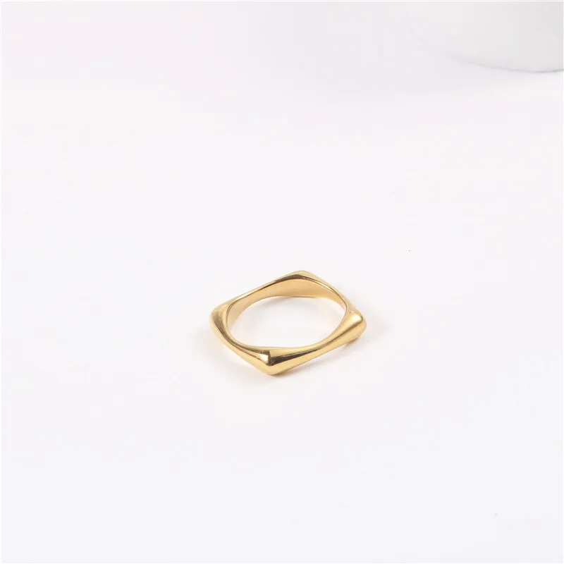 

trendy square shaped stainless steel ring