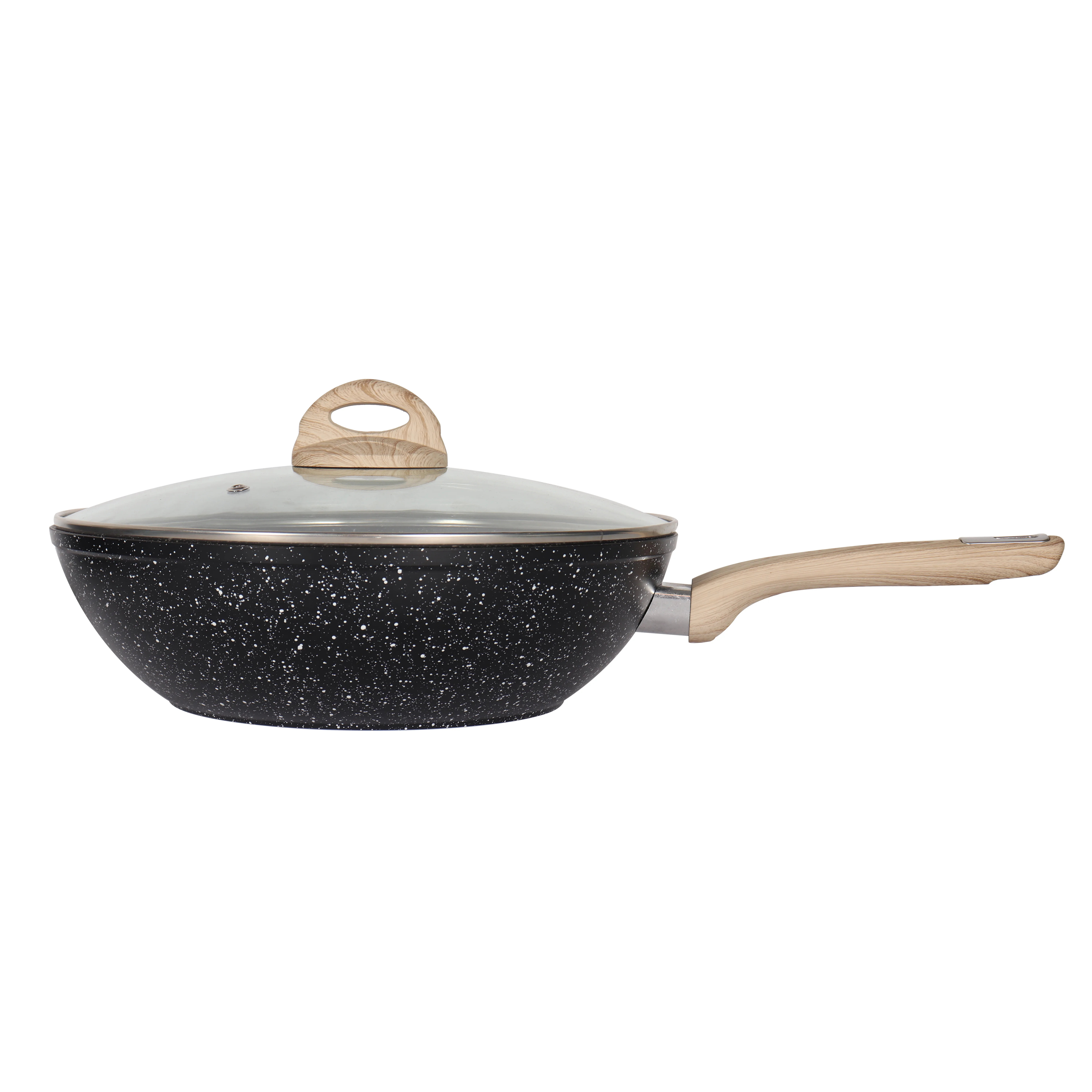 

new forged aluminum nonstick deep frypan with lid, Black