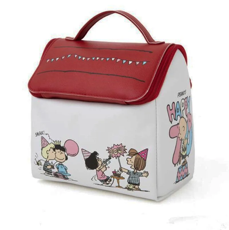 

2021 new cartoons cute house shape handle storage bag large capacity wash spring fashion leather for cosmetic bag for girl's, White