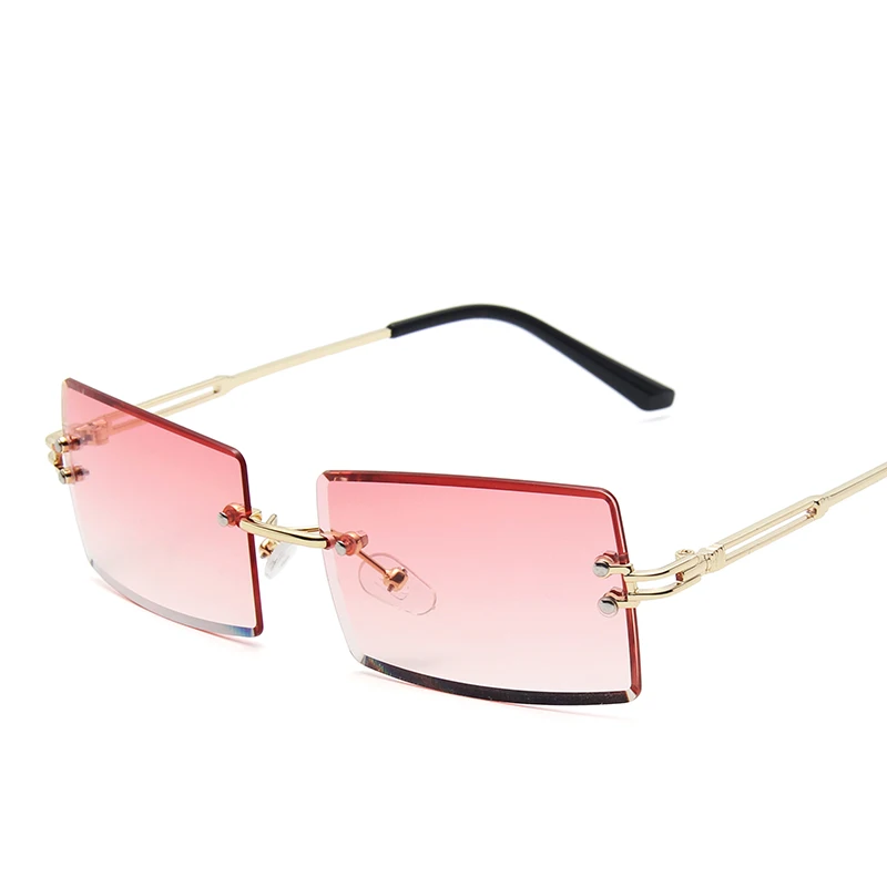 

rimless rectangle 2020 new arrivals sunglasses Women retro fashion shades designer UV400 metal women sun glasses 16031, Mix color