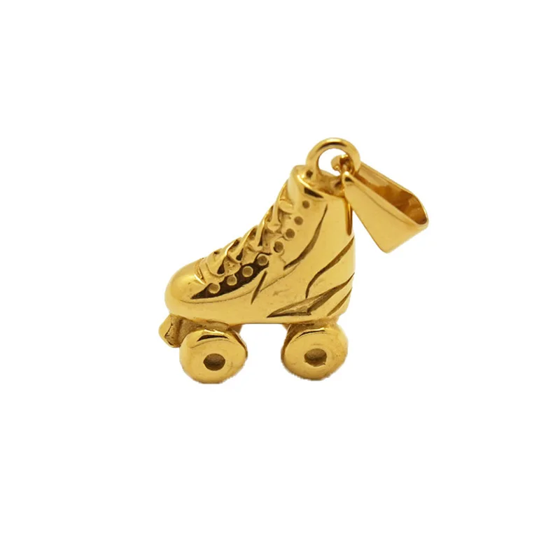 

Olivia In Stock Stainless steel gold color girls charm pendants roller skates pendant ice skate brooch shoe pendant