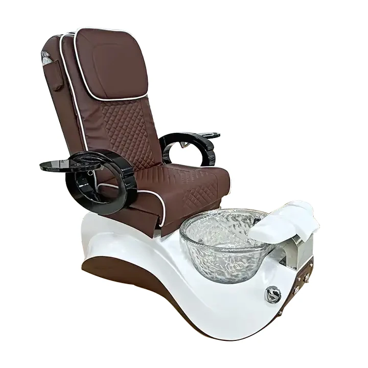 

Modern Barbershop Equipment Brown Manicure Chair Electric Luxury Used Pedicure Chair With Back Massage For Sale