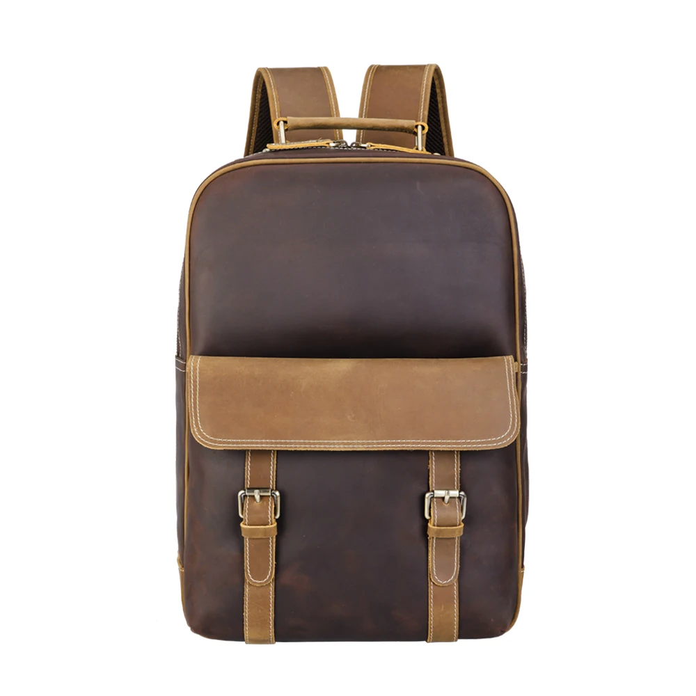 

Tiding Vintage Custom Men Genuine Cow Crazy Horse Leather 15 inches Laptop Backpack, Customized color