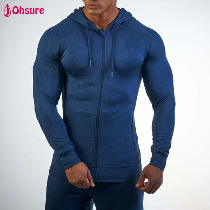 

fitness long sleeve hooded sports tight coat zipper mens hoodies sweatshirts