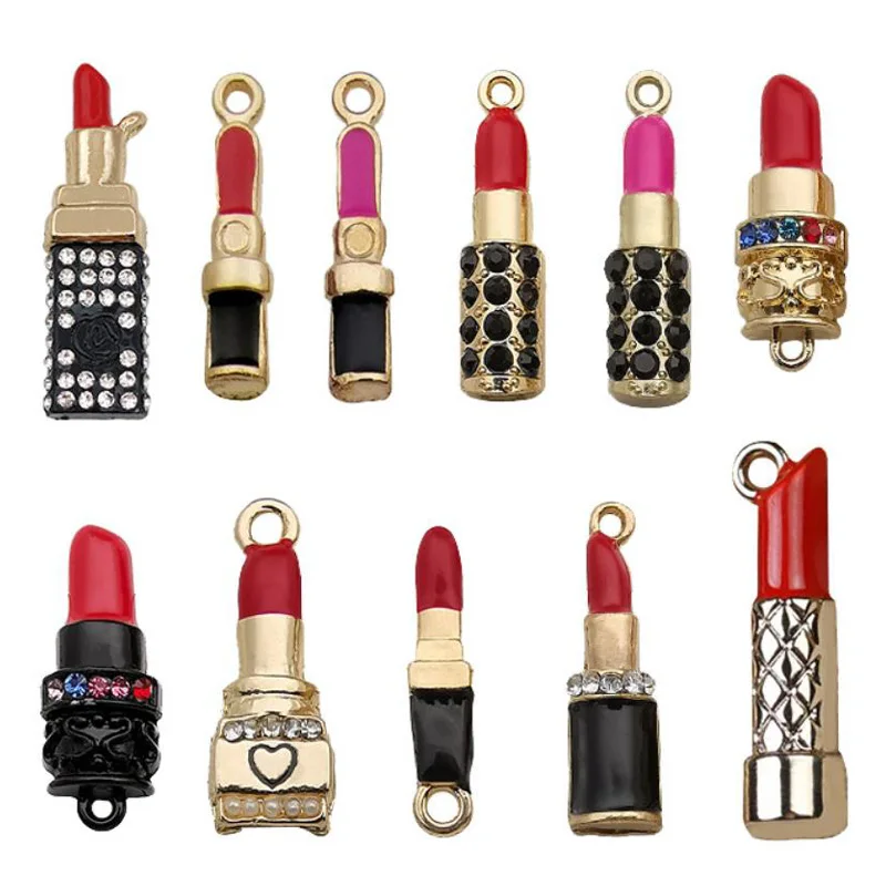 

33pcs Mixed Lipstick Designs Alloy Charms for Jewelry Making, Alloy Designer Charms