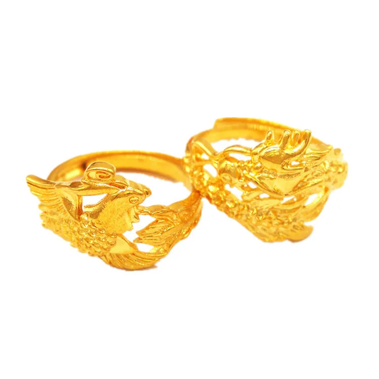 

Brass Gold-Plated New Wedding Ring Jewelry Wholesale Vietnam Shajin Dragon And Phoenix Couple Ring Jewelry Source