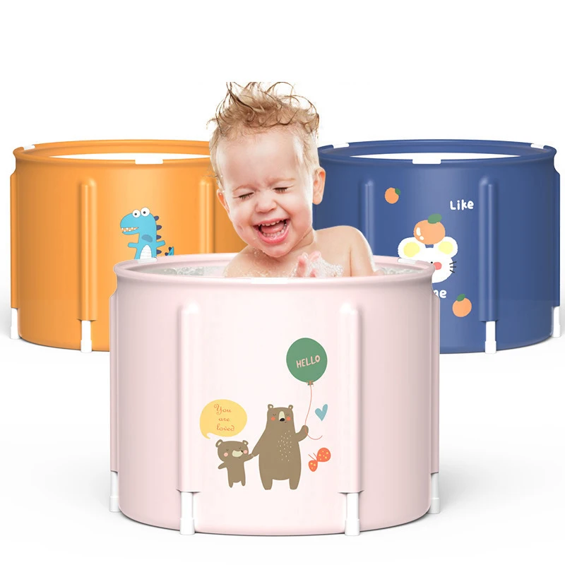 

A3708 Thicken Folding Kids Bathtub Soak Spa Bucket Foldable Barrel Steaming Bag Portable Sauna Baby Bath Tub, Colors