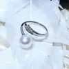 925 silver sterling wholesale DIY simple style design 9-10mm pearl accessories Resizable fancy Ring Engagement ring