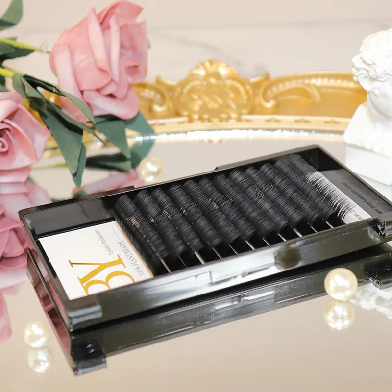 

BY One Second Make Fans Private Label individual Easy Fanning Lash Blooming Eyelash Extension, Black