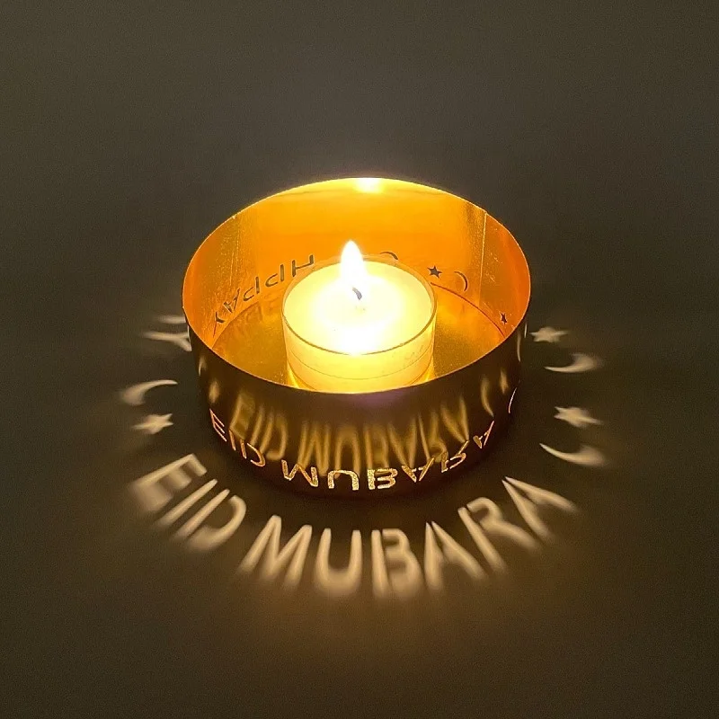 

New Arrival Iron projection candlestick Home desktop Arabic Islamic Muslim Islam Eid Mubarak Kareem Candle Holder Decoration