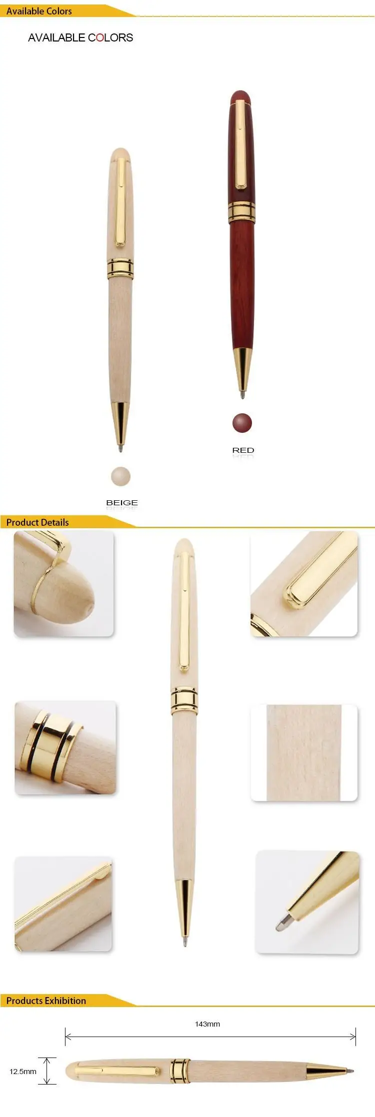 Wholesale School Supply Philippines Low Price Ballpoint Custom Gift Promotional Wooden Roller