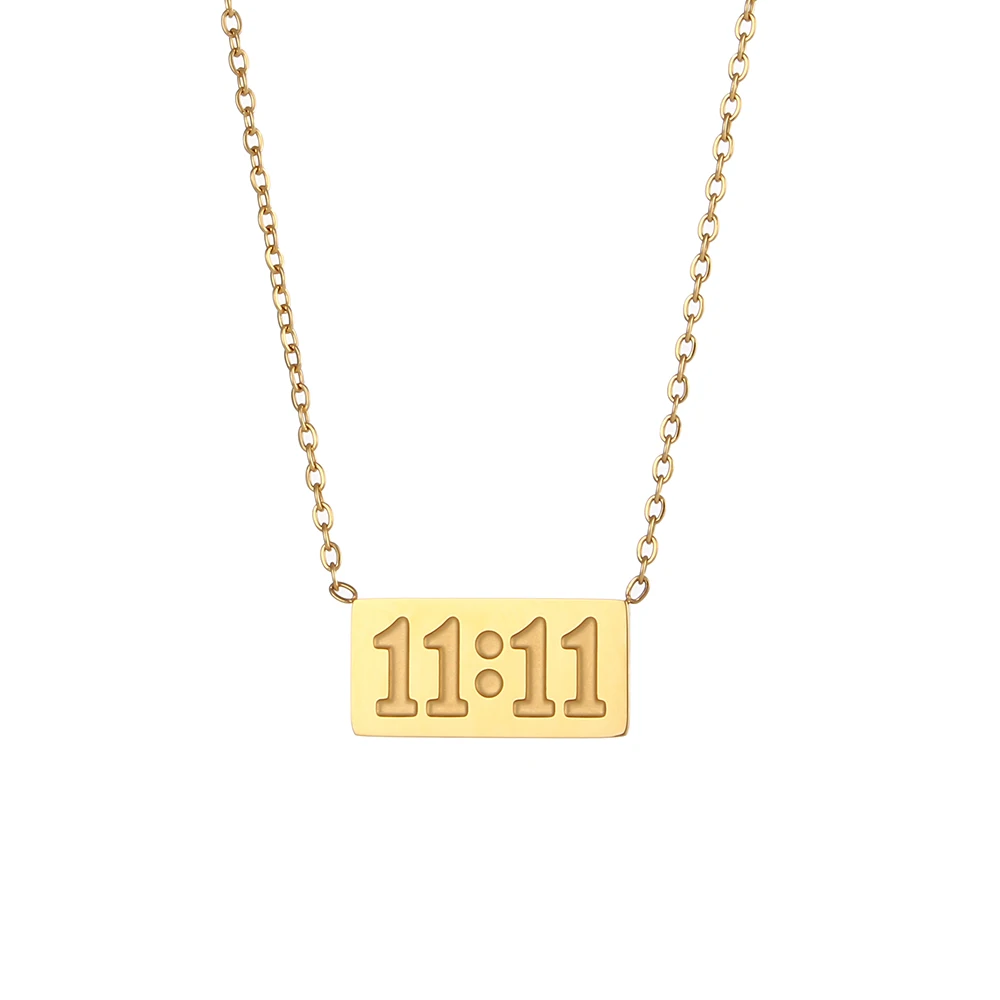 

Waterproof square number pendant necklace Stainless Steel 18k Plated Gold necklaces