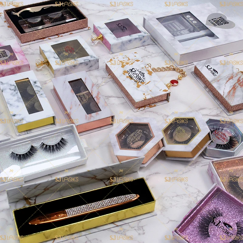 

3D Mink Lash With Packaging Eyelash Box With Window, Natural black mink eyelash