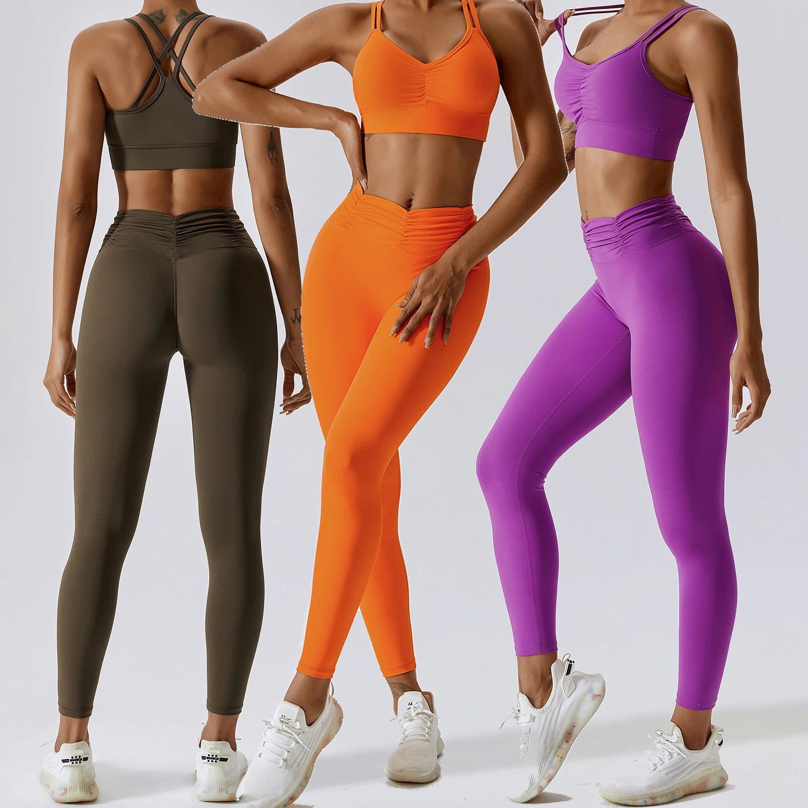 

YIYI Fashion Scrunch High Support Bra Gym Fitness Sets High Waist Butt Lift Leggings Sets For Women Sustainable Gym Wear