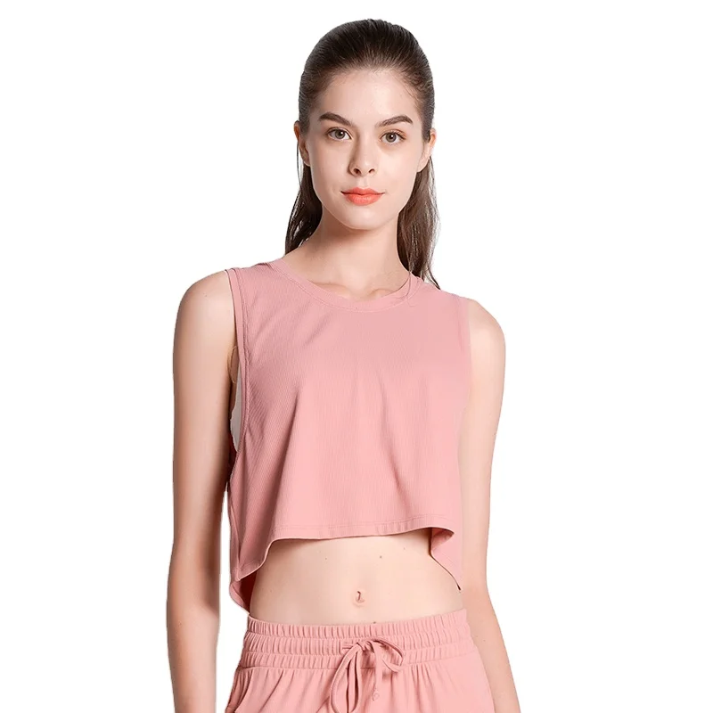 

New yoga vest antibacterial loose back hollow out sleeveless sports blouse short fitness top, Blue,black,pink