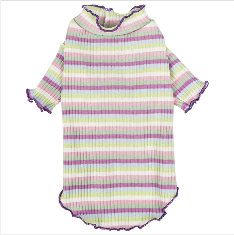 

Polyester Rainbow Cat Suit Striped Thin Breathable Cat Clothes Spring Summer Small Cat Cute Comfortable Clothes, Colours/red and white/purple