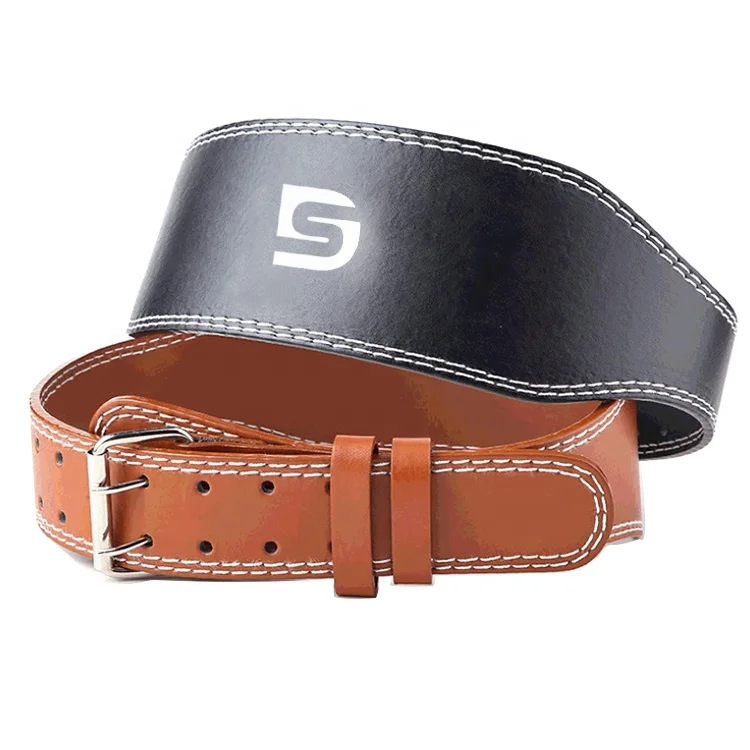 

High Quality Gym Belt Custom Logo Back Support Fitness Bodybuilding Leather Weight Lifting Belt, Black/brown