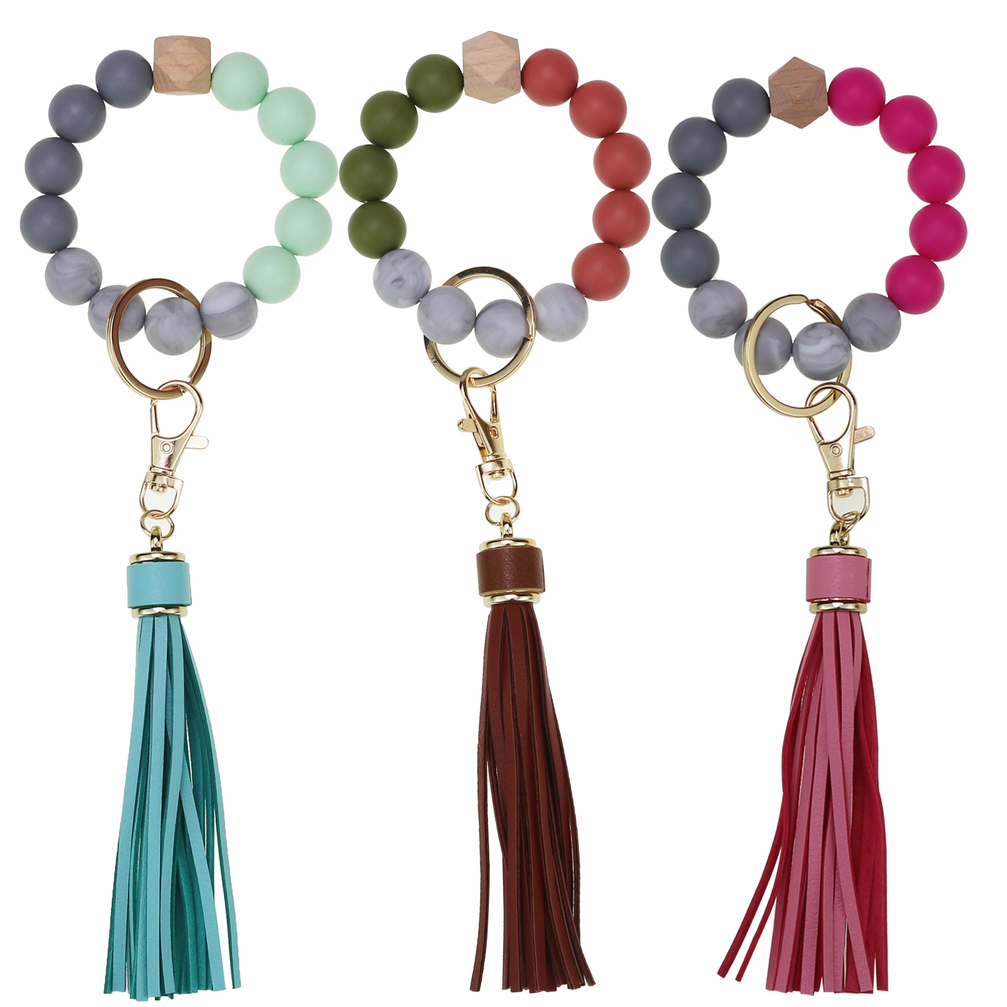 

wholesale custom LOGO key chain men silicone bracelet keychain and wallet mom keyring ring bracelet silicone bracelet keychain
