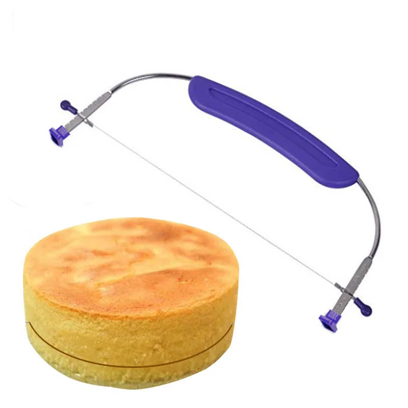 

10 Inch Adjustable Stainless Steel Cake Leveler Cutter Wire Cake Slicer with Purple Handle for Baking